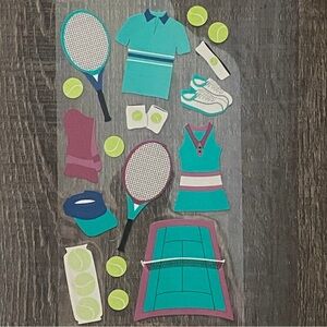 💞 New Tennis Racket & Ball Scrapbook Craft Stickers